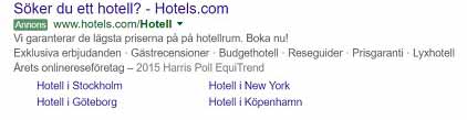 Skärmklipp på en Google Ads-annons